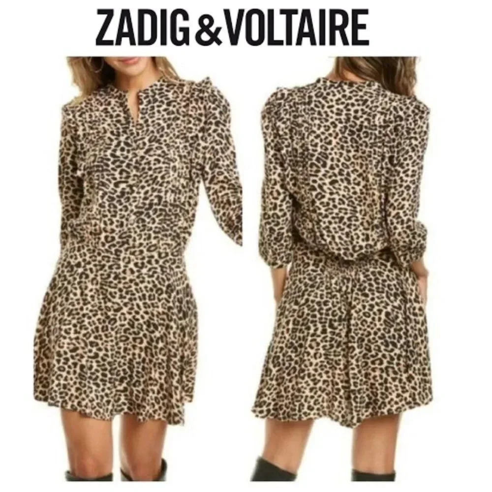 Zadig & Voltaire Women Black & Tan Remo Leo Casual Maxi Dress Size XSmall